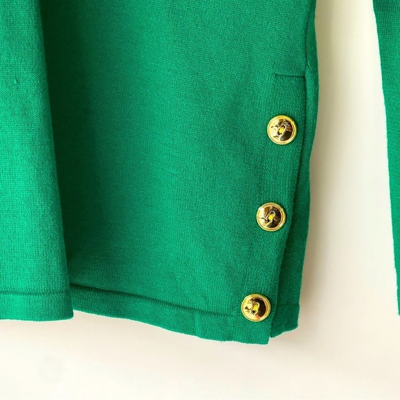 Green Sweater Blouse Top Shirt Button Sleeves St Patrick's Day Sweater, Sz M - Picture 2 of 12